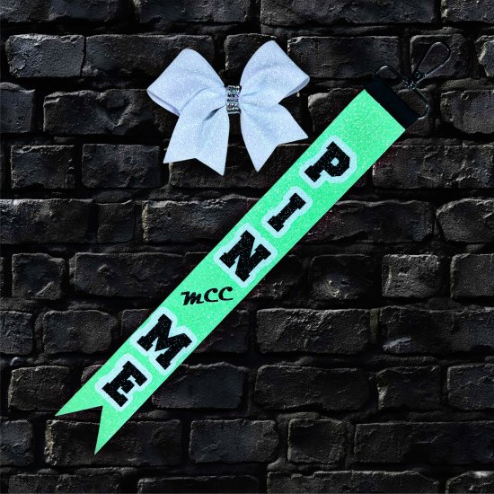 Pin Me "Glitter" - Design "MCC" Schleife weiß